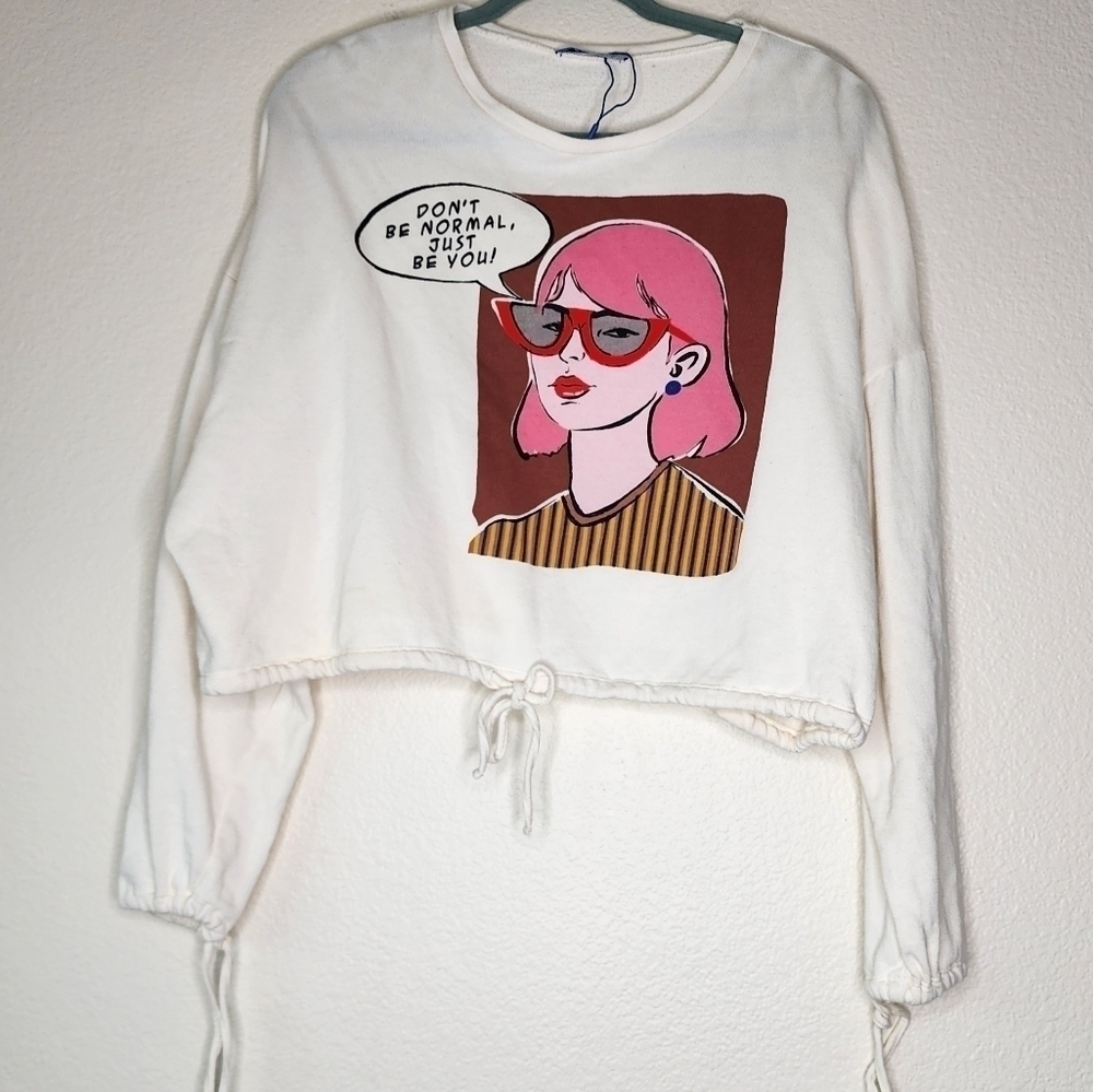 Zara Be You Crop Sweatshirt L